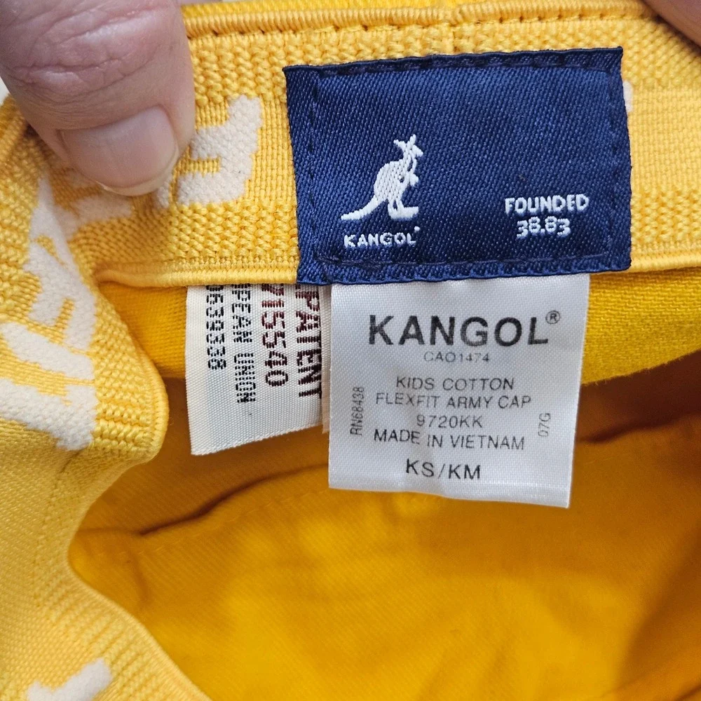 Kangol Army Cap Kids KS/KM Yellow Cotton Flexfit Cadet Hat Streetwear Skater